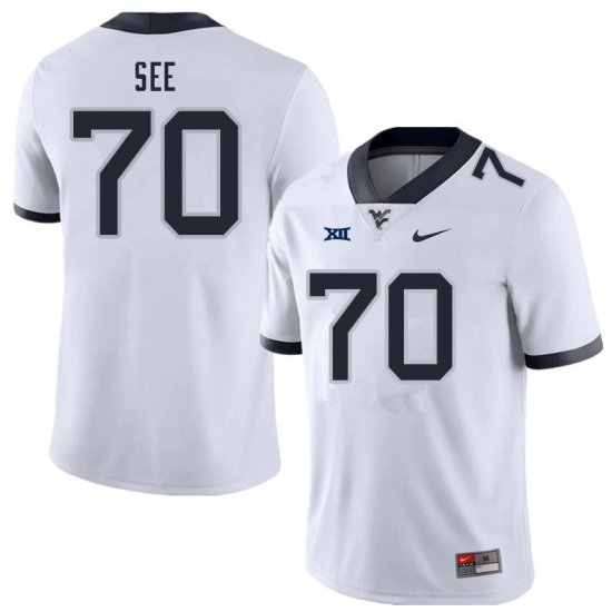 Men's West Virginia Mountaineers NCAA #70 Shaun See White Authentic Nike Stitched College Football Jersey DR15F85KF